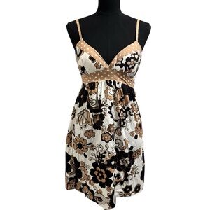 Y2K Spring Break Coquette Boho Empire Waist Mini Dress Size Small